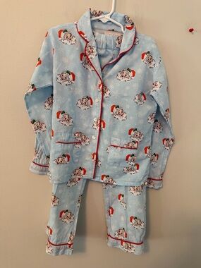 Smockingbird Light Blue Santa Print Pajama Set